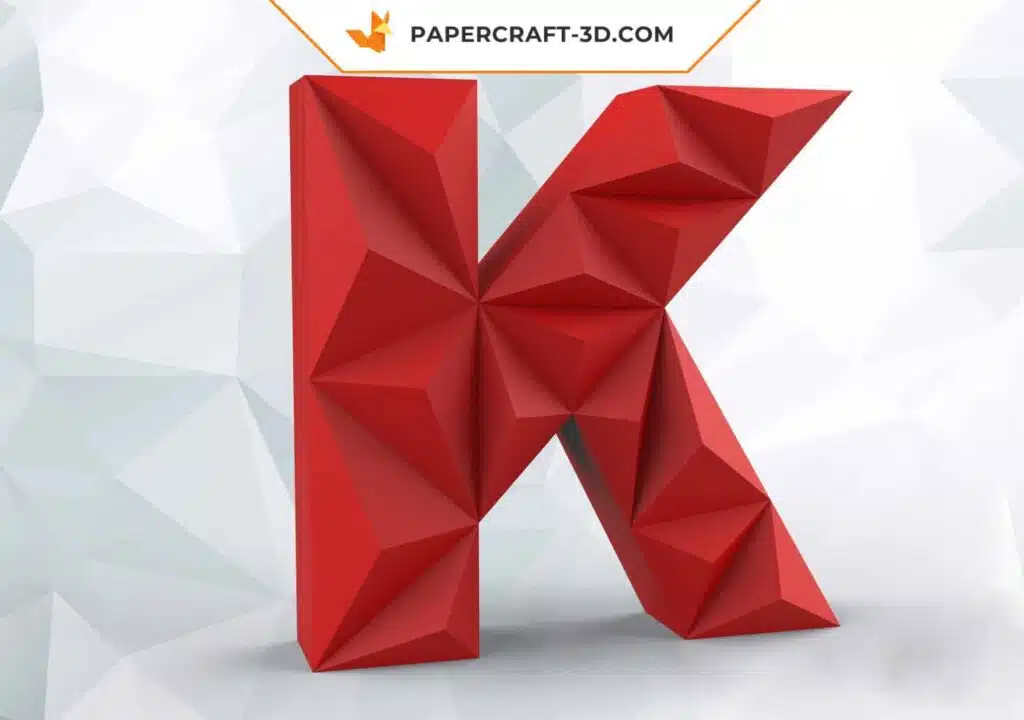 Papercraft lettre K origami papier 3D DIY pepakura en basse poly