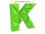Papercraft lettre K origami papier 3D DIY pepakura en basse poly, weergave 3