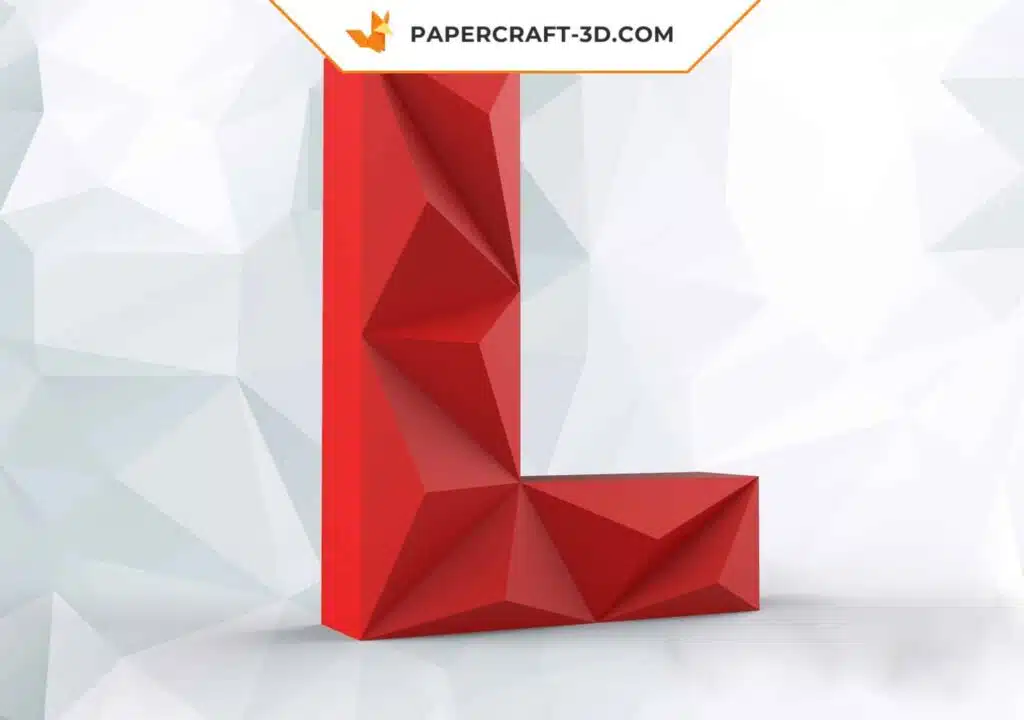 Papercraft-Buchstabe L als Origami, Ansicht 2