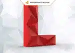 Papercraft-Buchstabe L als Origami, Ansicht 2