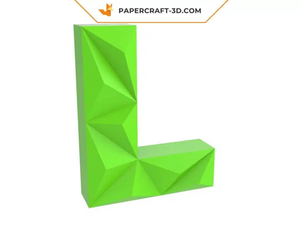 Papercraft-Buchstabe L als Origami, 3D-Modell