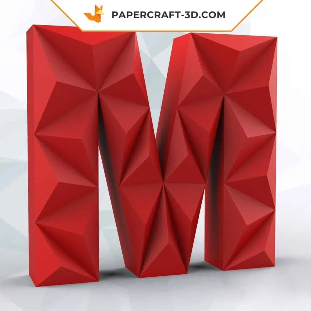 Papercraft letter M in 3D origami
