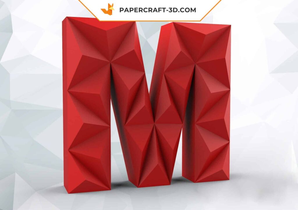 Papercraft lettre M en origami 3D