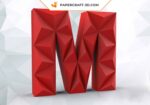 Papercraft lettre M en origami 3D