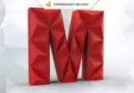Papercraft lettre M origami papier 3D DIY basse polygone, weergave 2