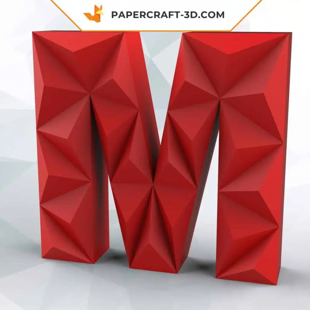 Papercraft letter M in 3D origami