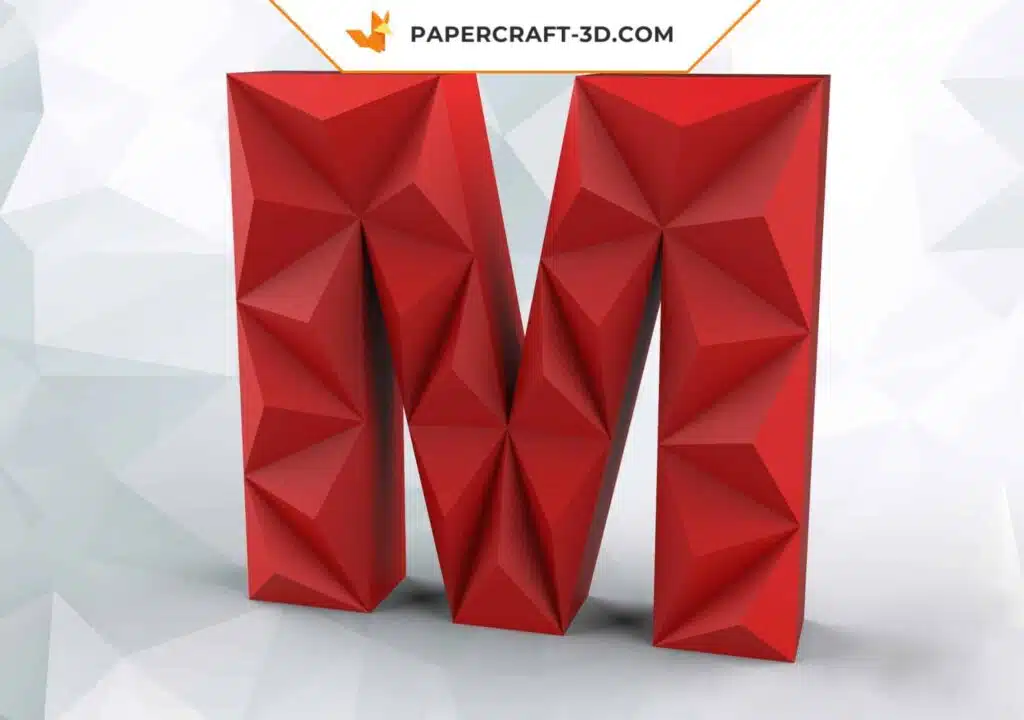 Papercraft lettre M origami papier 3D DIY basse polygone