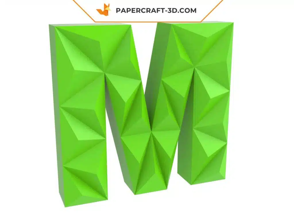 Papercraft lettre M origami papier 3D DIY basse polygone, weergave 3