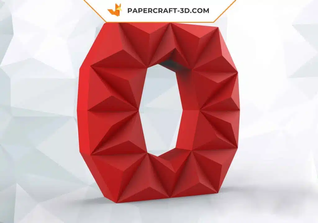 Papercraft lettre O en origami papier 3D DIY low poly