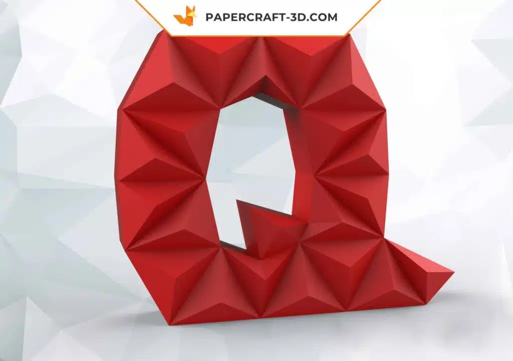 Papercraft Buchstabe Q als Origami, Detail