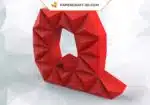 Papercraft Buchstabe Q als Origami, Ansicht 2