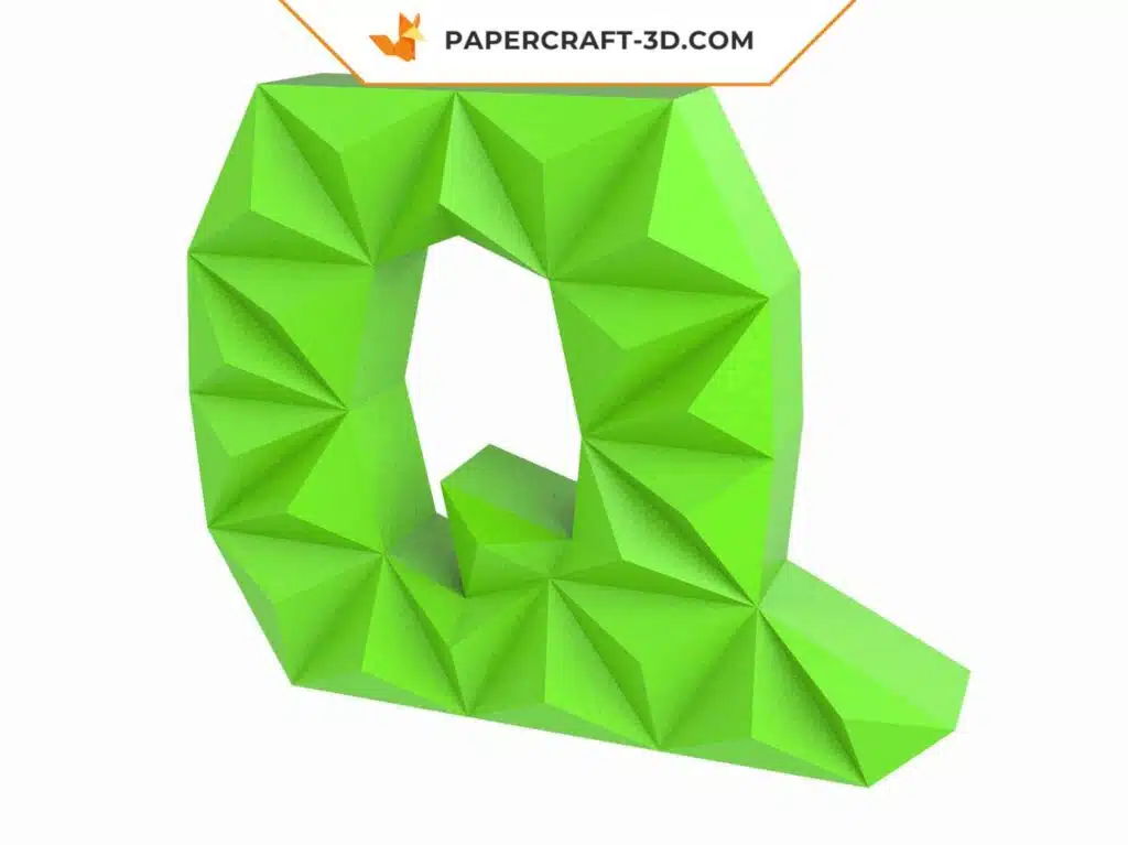 Papercraft Buchstabe Q als Origami, 3D-Modell