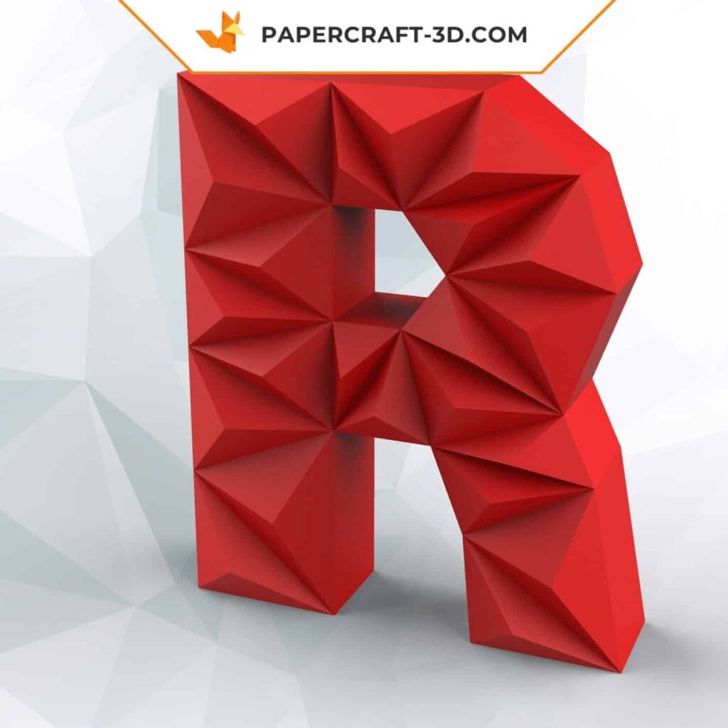 papercraft de la lettre R en origami 3D