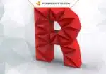Papercraft lettre R origami papier 3D DIY pepakura faible polygone, weergave 2