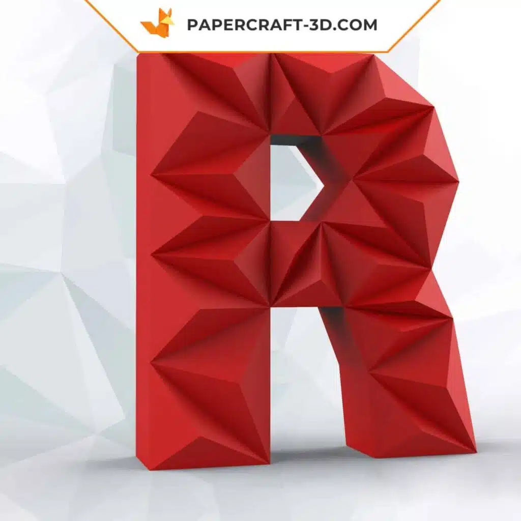papercraft della lettera R in origami 3D