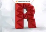 Papercraft lettre R origami papier 3D DIY pepakura faible polygone