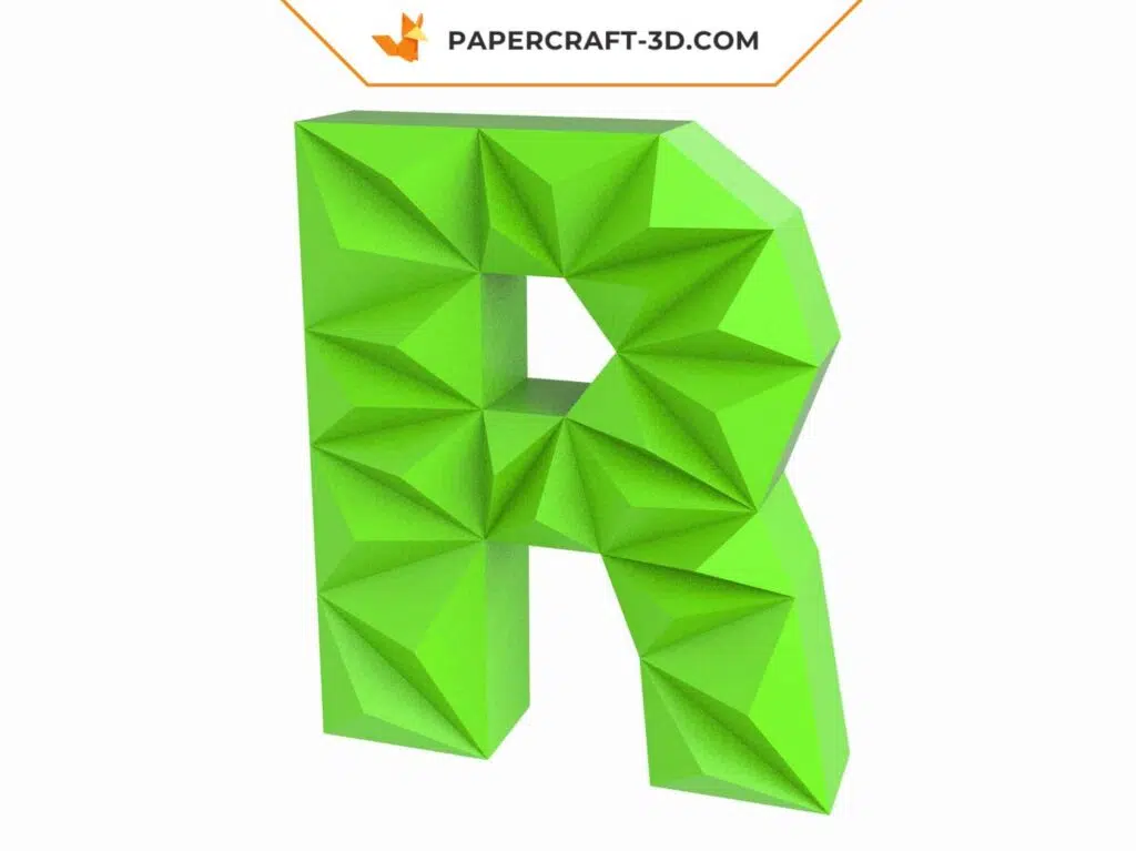 Papercraft des Buchstabens R als 3D-Origami
