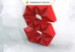 Papercraft lettre S origami papier 3D DIY pepakura low poly, weergave 2