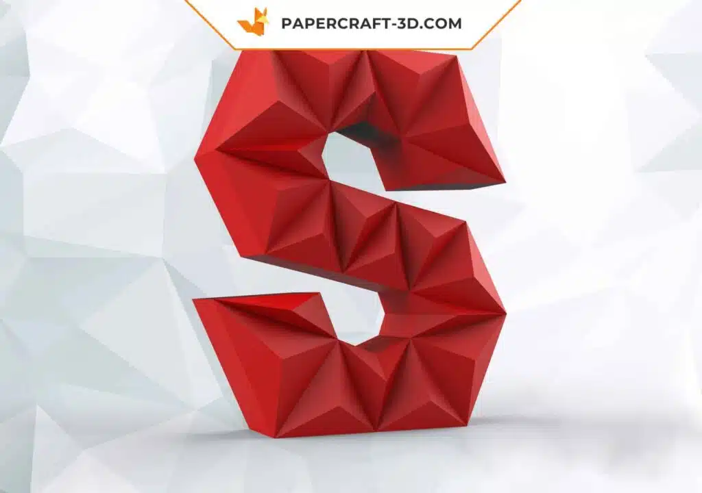 Papercraft lettre S origami papier 3D DIY pepakura low poly