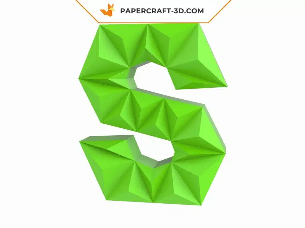 Papercraft lettre S origami papier 3D DIY pepakura low poly, weergave 3