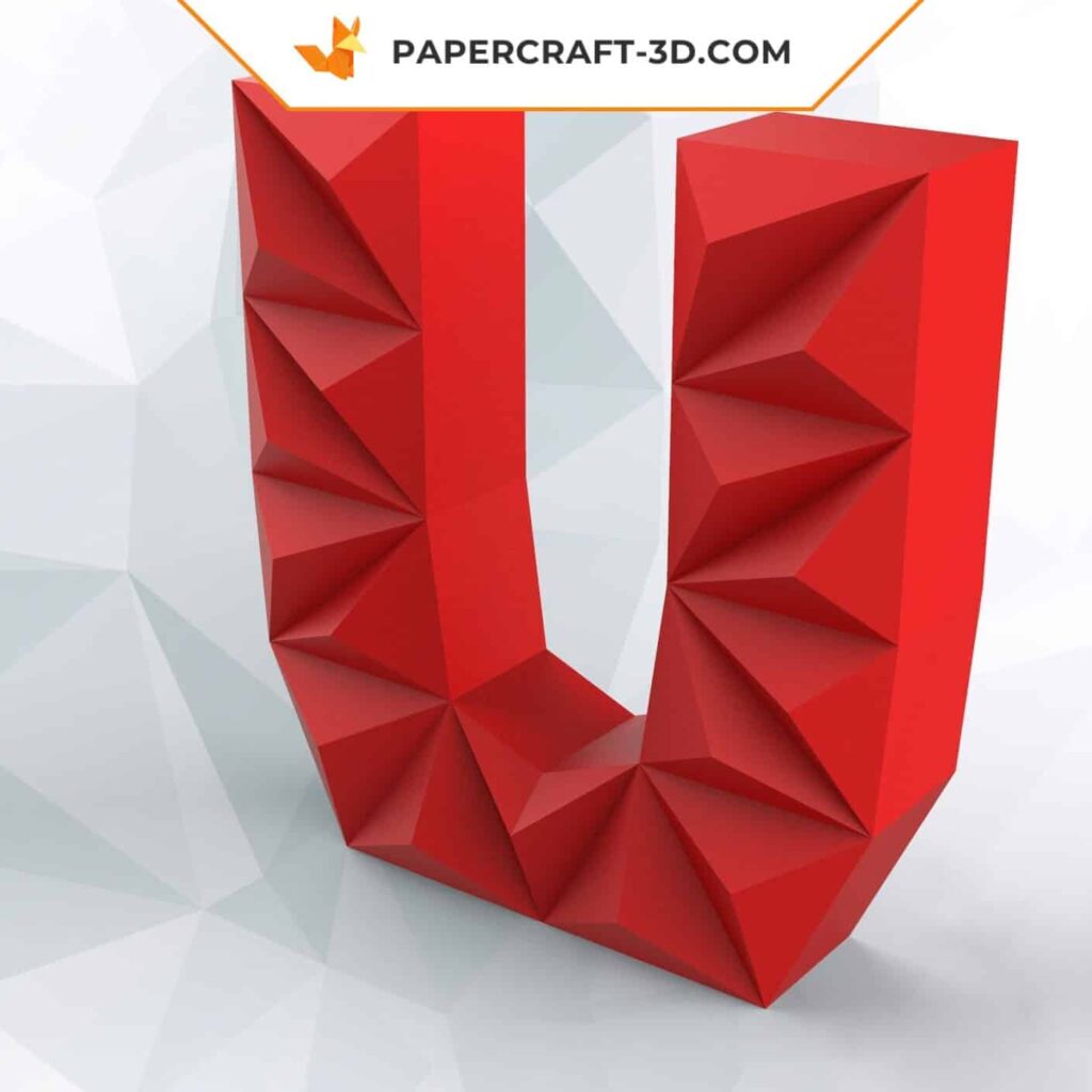 Papercraft lettre U en origami 3D