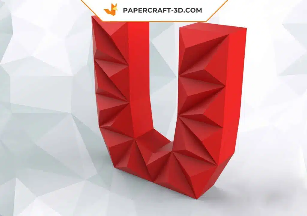 Papercraft lettre U en origami 3D