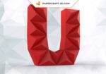 Papercraft lettre U en origami 3D
