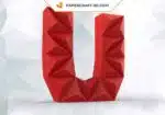Papercraft Buchstabe U als 3D-Origami, Ansicht 2