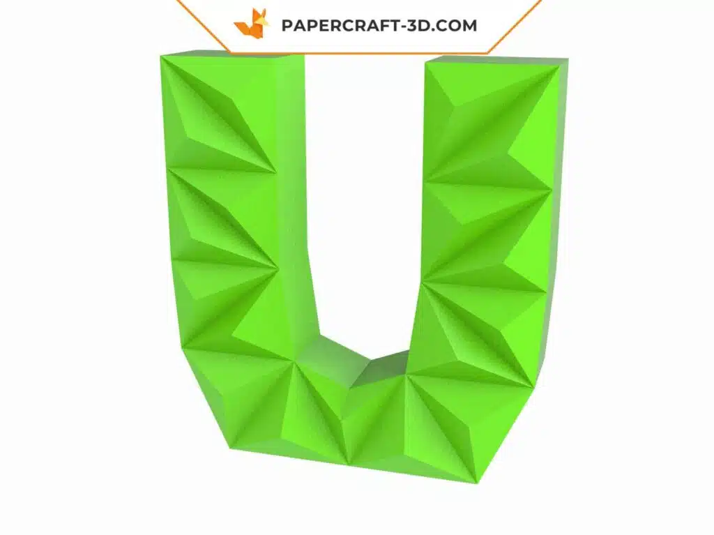 Papercraft Buchstabe U als 3D-Origami, 3D-Modell