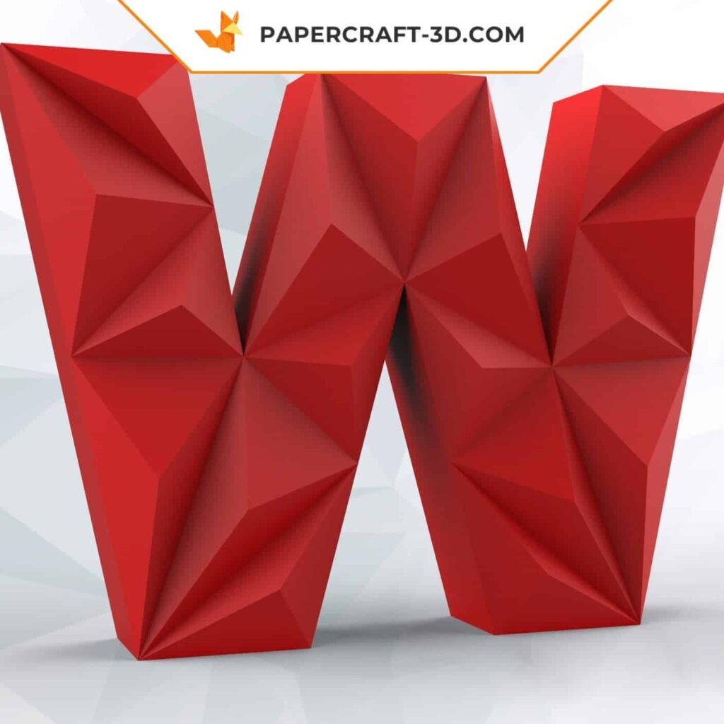Papercraft letter W in 3D origami