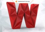 Papercraft letter W in 3D origami
