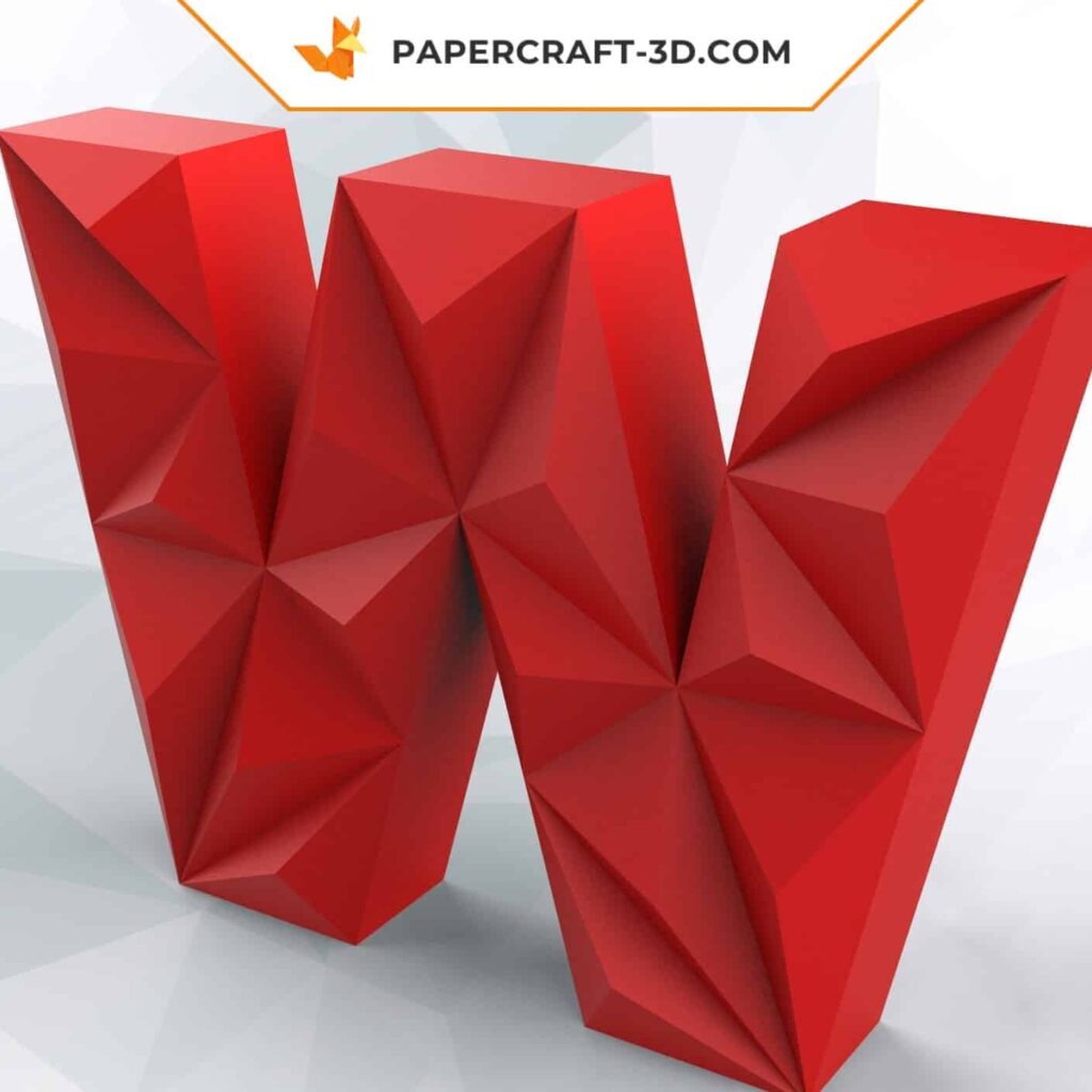 Papercraft letter W in 3D origami