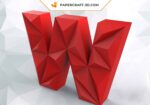 Papercraft letter W in 3D origami
