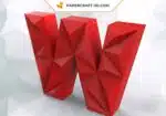 Papercraft lettre W origami papier 3D DIY pepakura basse poly