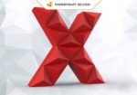 Papercraft letter X in origami 3D