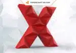 Papercraft lettre X origami papier 3D DIY basse poly, weergave 2