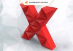 Papercraft letter X in origami 3D