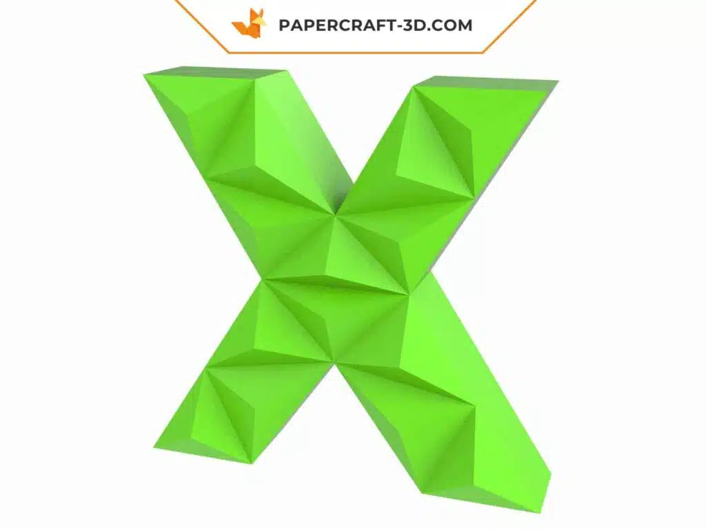 Papercraft lettre X origami papier 3D DIY basse poly, weergave 3