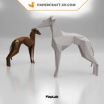 Papercraft Italian greyhound in 3D origami