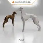 Papercraft Italienisches Windspiel stehend als 3D-Origami, Detail