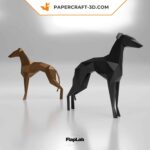 Papercraft Italian greyhound in 3D origami