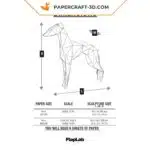 Papercraft Italienisches Windspiel stehend als 3D-Origami, 3D-Modell