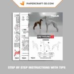 Papercraft Italian greyhound in 3D origami