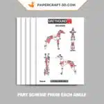 Papercraft Italienisches Windspiel stehend als 3D-Origami, Seitenansicht