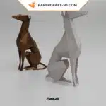 Papercraft sitzender Italienischer Windhund in Origami, Ansicht 2