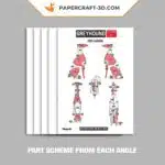 Papercraft sitzender Italienischer Windhund in Origami, Seitenansicht
