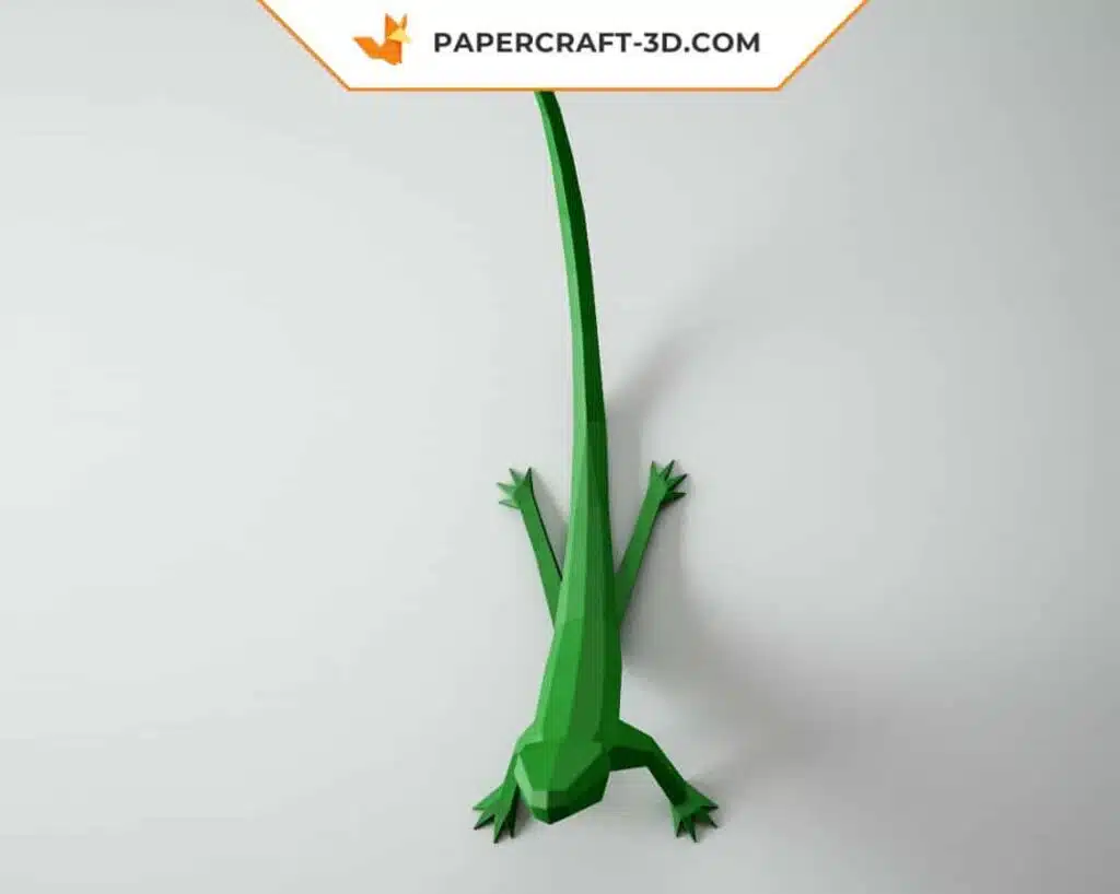 Papercraft lézard en origami papier 3D, weergave 2