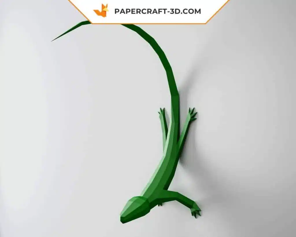 Papercraft lézard en origami papier 3D, weergave 3