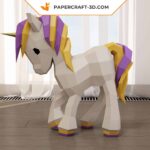 Papercraft de bebê unicórnio em origami 3D