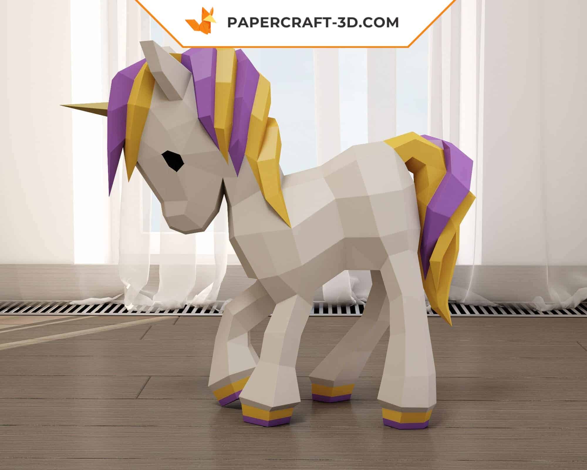 Papercraft baby unicorn in 3D origami Papercraft baby unicorn in 3D origami